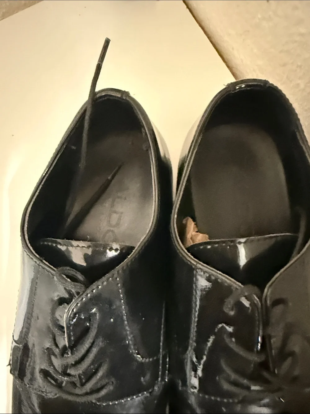 Aldo Black Patent Lace-Up Derby Shoes
